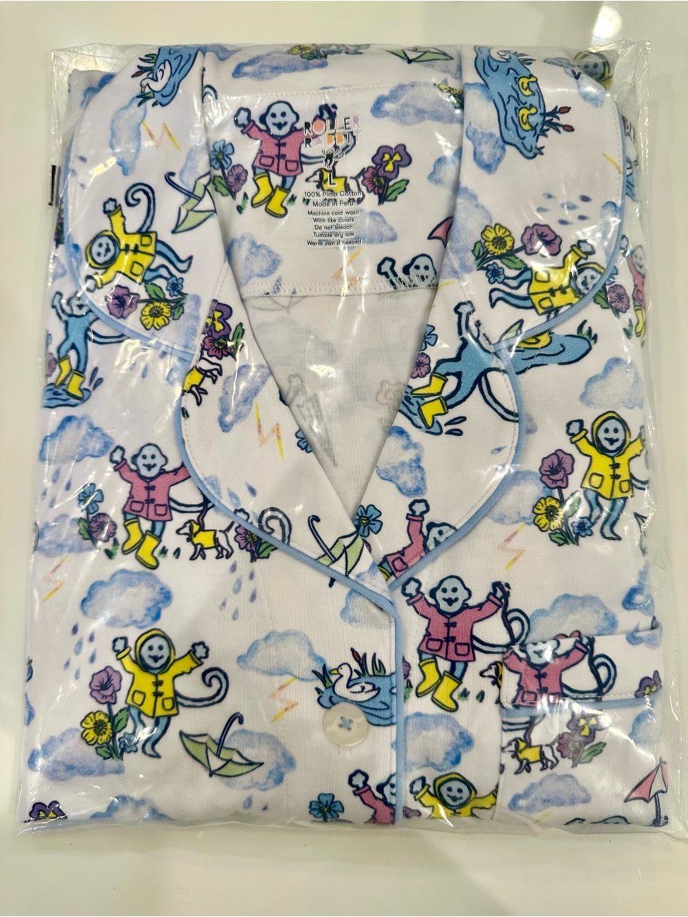Roller Rabbit April Shower Long Sleeve Polo Pajama Set